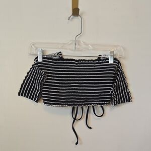 145. Xhilaration Black and White Striped Crop Top